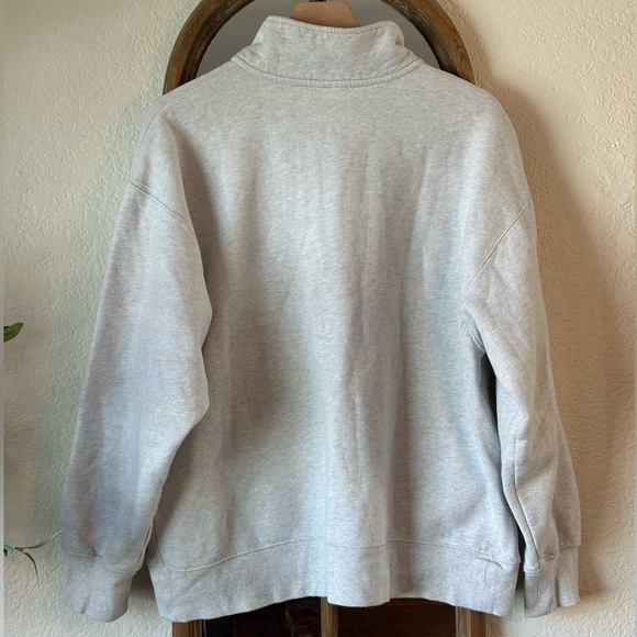 TNA Sweatfleece Cozy Boyfriend Fit Quarter Zip Pullover Light Gray Large - Picture 2 of 8